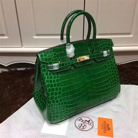 hermes green birkin bag|Hermes green crocodile bag.